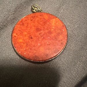 Round Red/Orange Pendant with Gold Accent